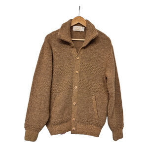 Vintage Wool Grandpa Cardigan Brown Knit Made In Canada Large